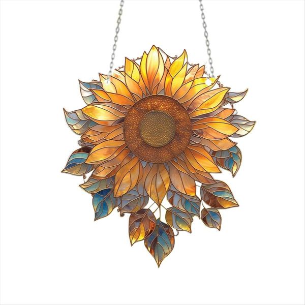 Sunflower Stained Glass Window Hanging Decor Home Decor