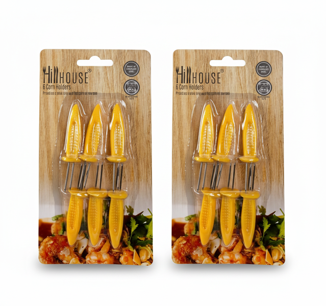 Hillhouse 6 Piece Corn Holders for Easy Handling at BBQs - 2 Pack