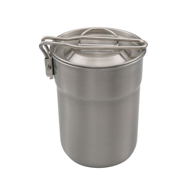 Stainless Steel Camping Mug 1L with Lid Folding Handle Pot
