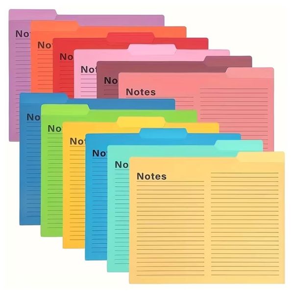 Office Stationery Colourful Lined File Folders with Dividers (29cm) - 12pc