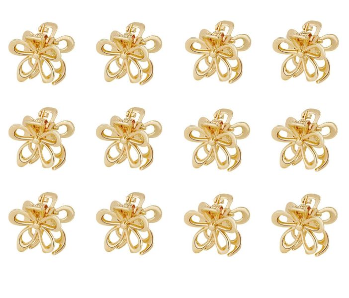 12 Piece Flower Hair Clips,Mini Metal Claw Clips for Girls