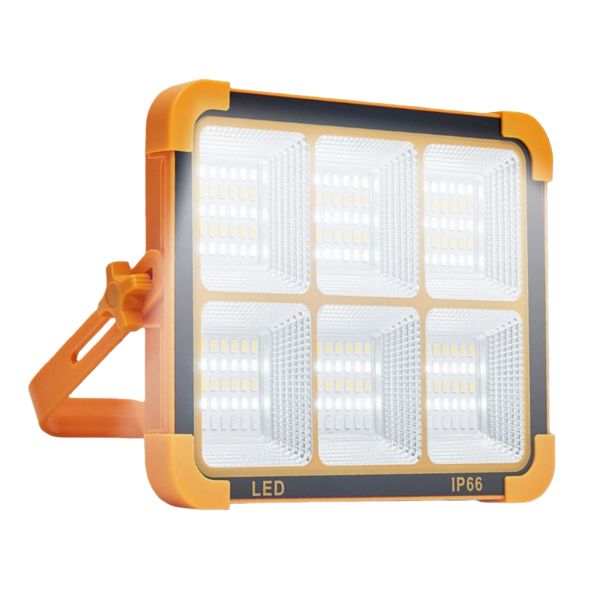 Solar Portable Rechargeable Work Light, 6000mAh LED Flood Light - Orange