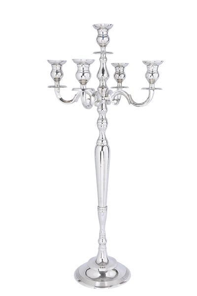 5-Arm Candle Stand Silver Plated 75cm
