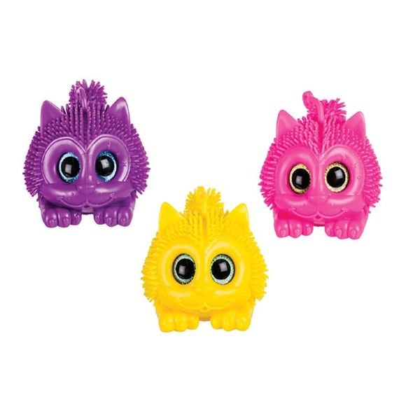 Bulk Pack x 6 Novelty Ball Prickly Flashing Kitty 9cm