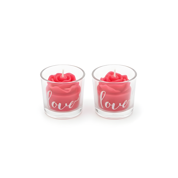 2 Pack Romantic Rose "Love" Candles - for Valentine's Day