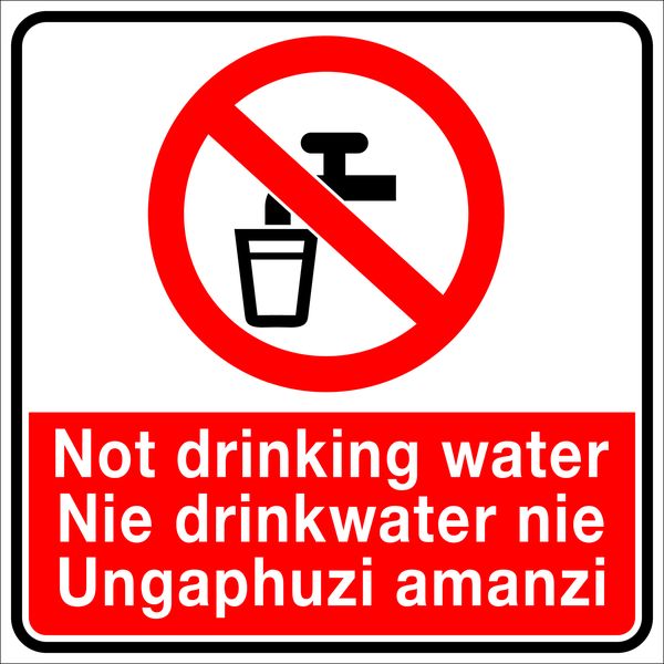 Not drinking Water Sign 19x19cm - 2 Pack