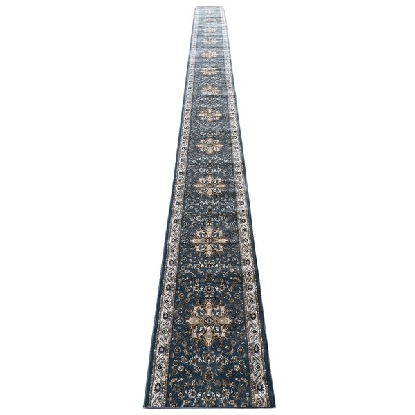 Persian Beige / Blue Long Passage Runner Rug - 1000 x 80 cm