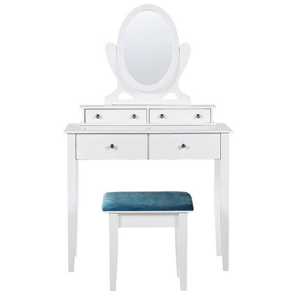 Dressing Table With Mirror, Large Drawers, Bedroom Dressing Table - White