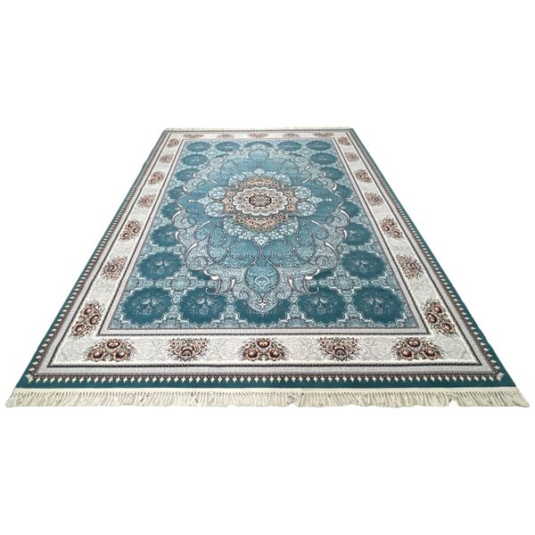 Vibrant Blue Persian Machine Made Area Rug - 350 x 250 cm