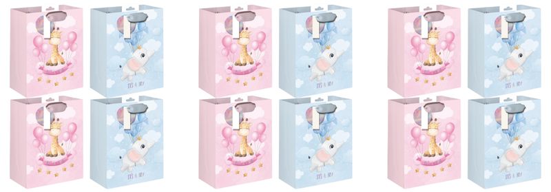 12-Piece Newborn Babies Boy &amp; Girl Gift Bags Set - 26 x 32 x 12.5cm.