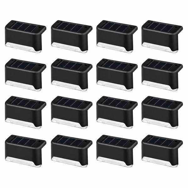 16 Pack Solar Step Lights Outdoor Waterproof LED Deck Lights Warm White