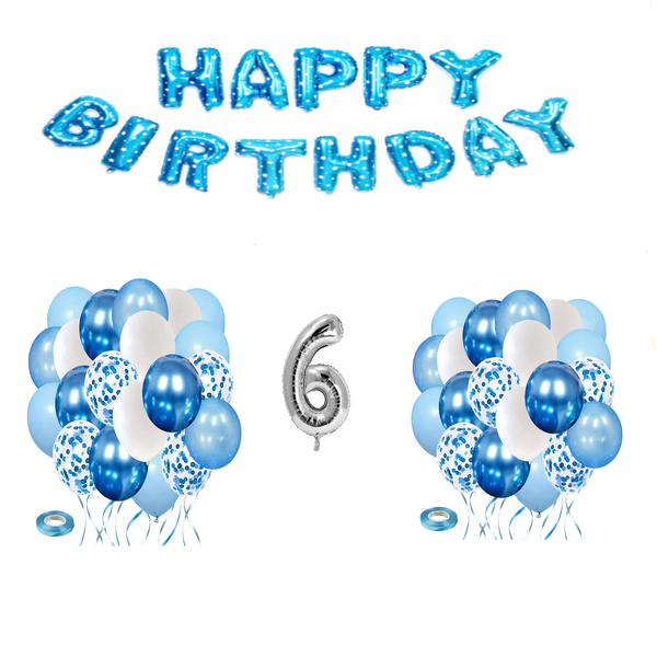 Blue and White Balloon Set 6 years