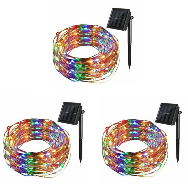 3 Set Solar Fairy Lights LED Outdoor String - Multi Colour