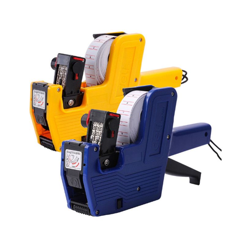 Deli Price Label Gun 8 Digits Yellow, blue 2 Labelers x 1 Pack