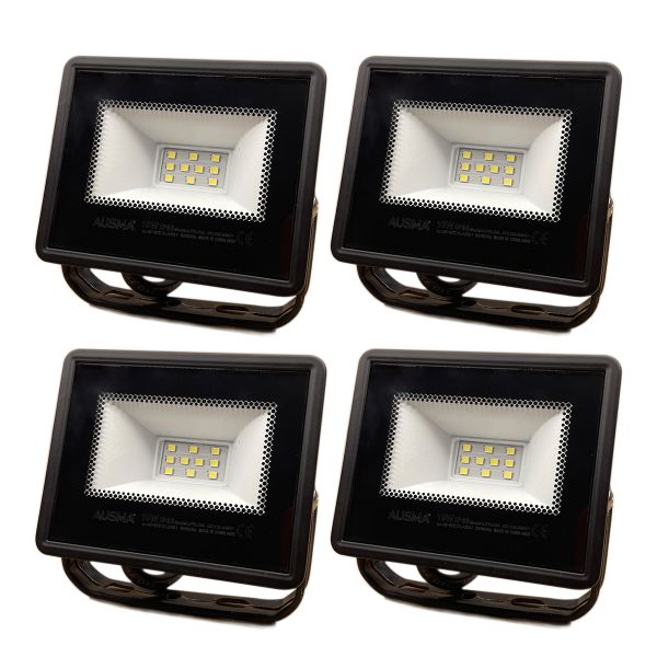 AUSMA 4 Pack 10W LED Floodlight IP66 Waterproof