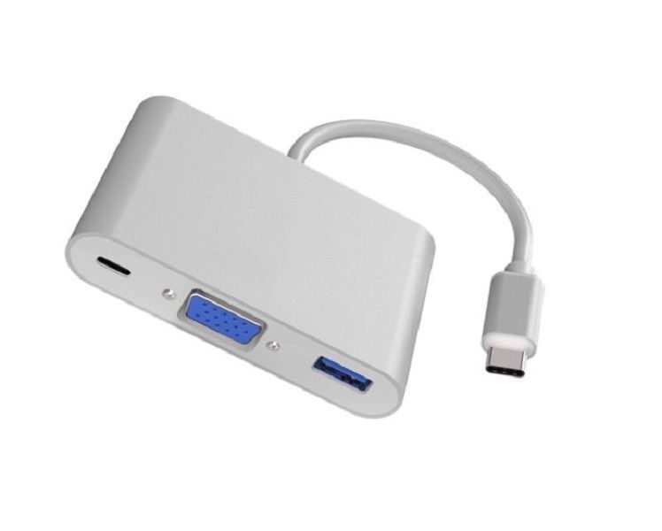 USB-C/Type-C To VGA 3 in 1 Hub Adapter support USB &amp; Type C Docking Station