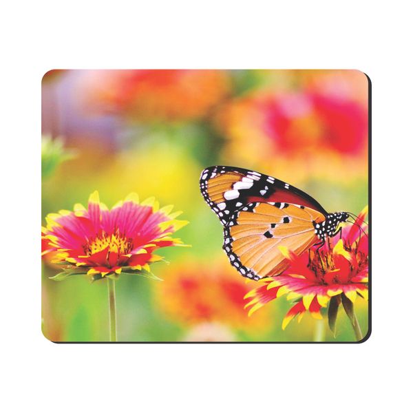 Mouse Pad - Butterfly On Red Flower