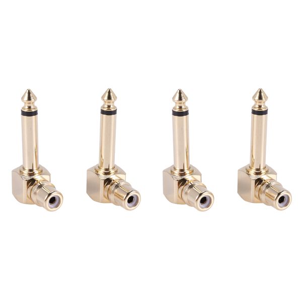 4-Pack Rca Female Jack To 1/4 Inch Mono Male Plug Audio Adapter Gold
