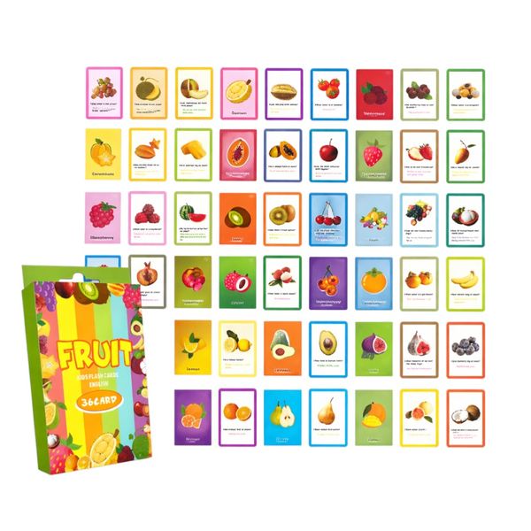 Vibrant Fruit Themed Flash Card Collection - Multicolour - 36-Piece