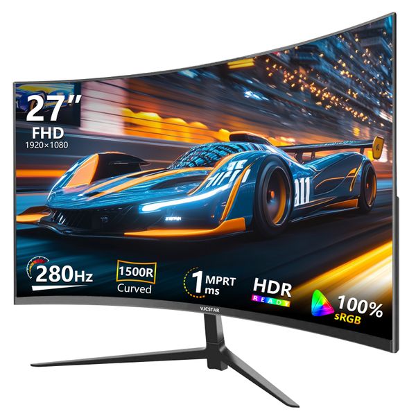 VJCSTAR 27-inch 280Hz Ultra Smooth 1500R Curved Gaming Monitor FHD VA Panel