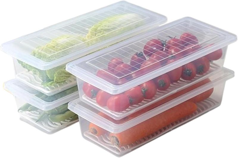 Sulfar Fridge Storage Boxes 1500ml with Drain Tray Pack of 4