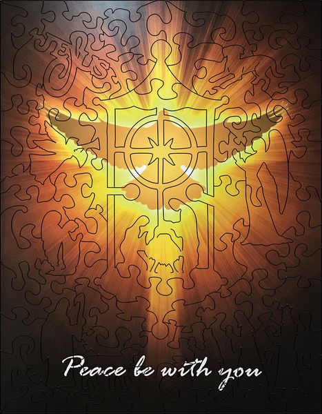 Christmas Postcard: Dove of Peace - 88 pieces wooden puzzle