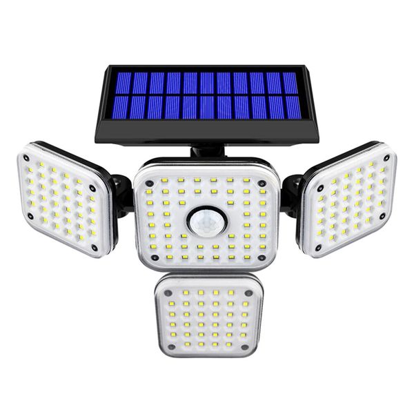 LED Solar Power PIR Motion Sensor Light 4-Head Outdoor Security Waterproof