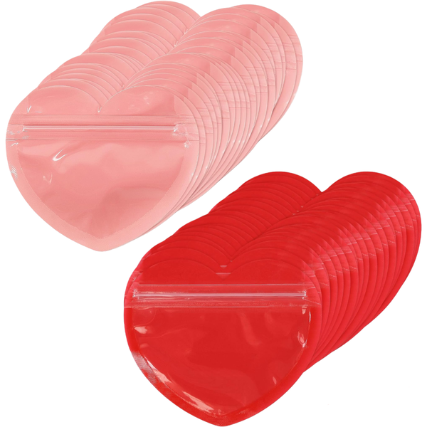 100PCS Mini Bags, Heart-Shaped Jewelry Bags Clear Mylar Ziplock Baggies