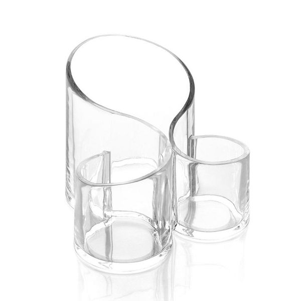 LPS Portable 3 Grids Acrylic Clear Brush Holder Cosmetic Makeup Organizer