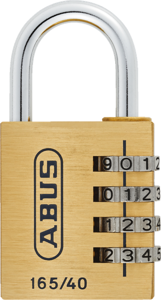 ABUS 165/40 40mm Brass Combination Padlock - 4-Digit Resettable Code