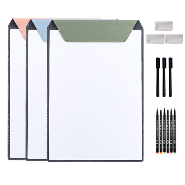 Mix Box 3 PCs A4 PU Magnetic Handheld Whiteboard File Clipboard Set