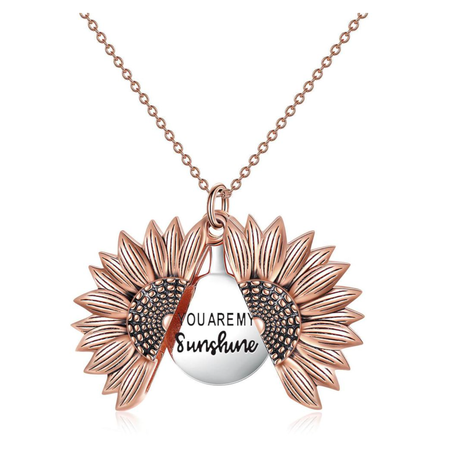 Rose gold sunflower on sale necklace