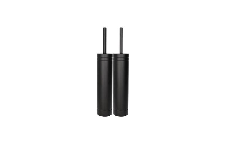 2 - Piece Black Toilet Brush Holder Set 42cm.