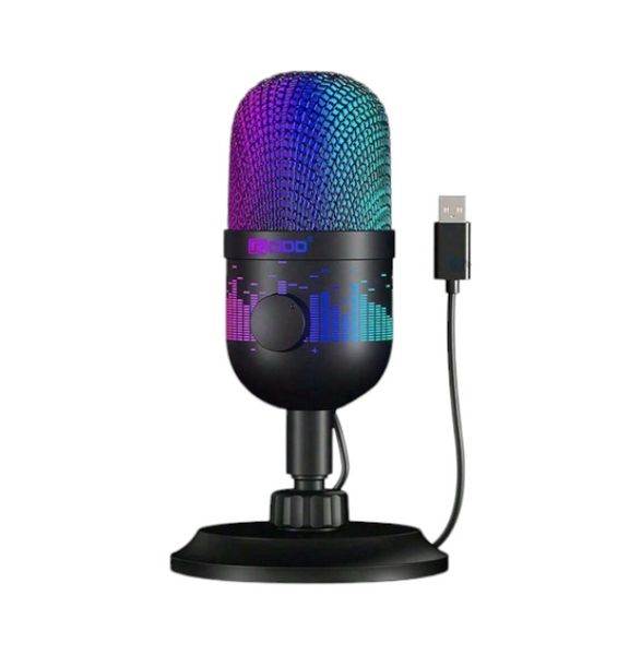 Wired Gaming Microphone With RGB Lighting &amp; Noise Reduction - Black