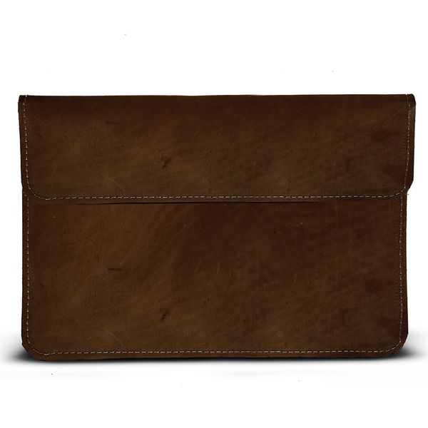 15 Inch Genuine Leather Laptop Sleeve - Square flap