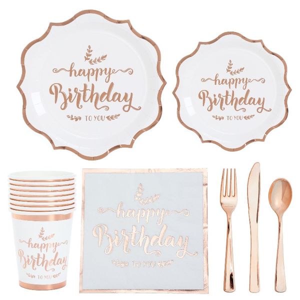 iKids Birthday Party Tableware - Rose Gold 16 Guests