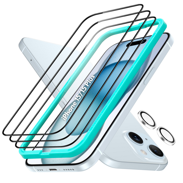 ESR Tempered Glass Screen &amp; Camera Lens Protector Set For iPhone 15/15 Plus