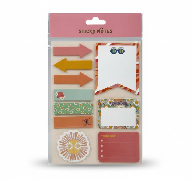 Fun Sticky Note Pad Set - Assorted Shapes and Colors, - 2 Pack
