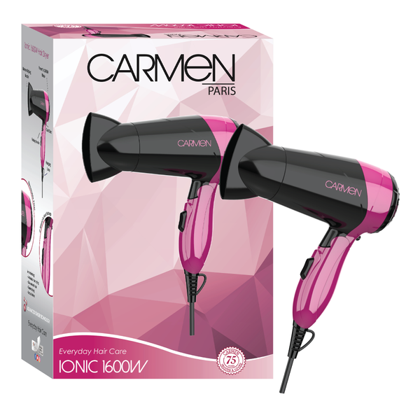 Carmen Ionic Hair Dryer with Ioniser 1600W - Frizz-Free hair
