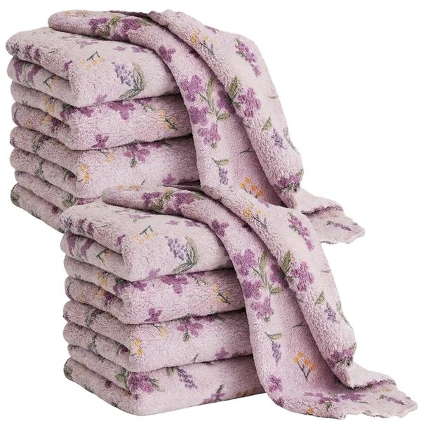 12 Pack Coral Fleece Kitchen Cleaning Towel, Super Absorbent