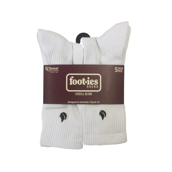 Foot-ies - Blaze 5-Pack Mens Sneaker Crew Sock - White - M/L