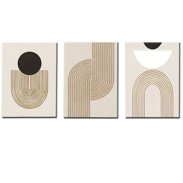 Canvas-Art-3 Pieces Mid Century Lines ,Black Geometric Abstract Wall Art