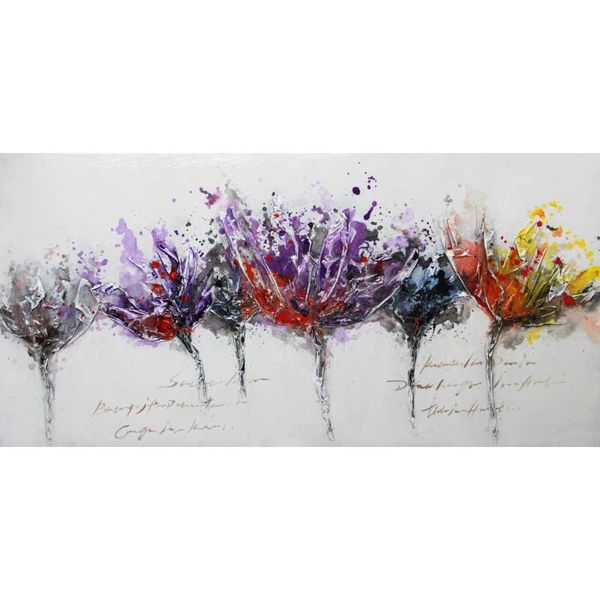 Wall Art - Six Colour Flowers - 70 x 140