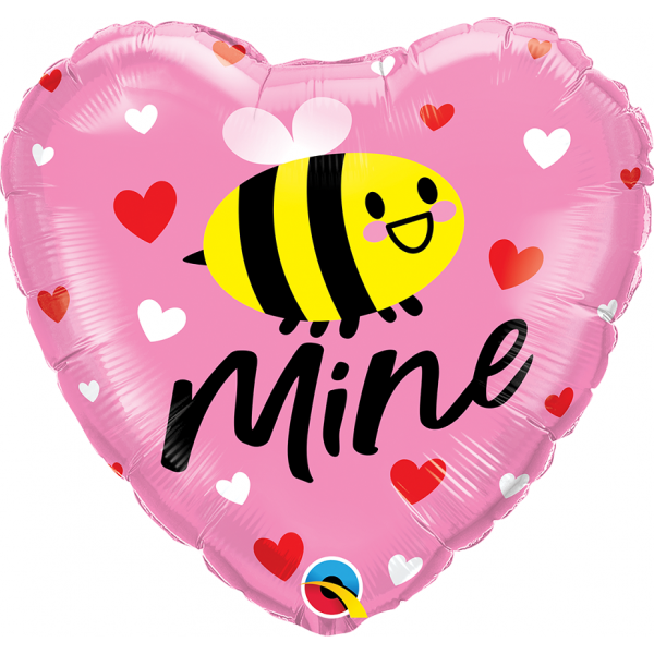 Qualatex 18 Inch Foil Heart Balloon - Bee Mine with Hearts