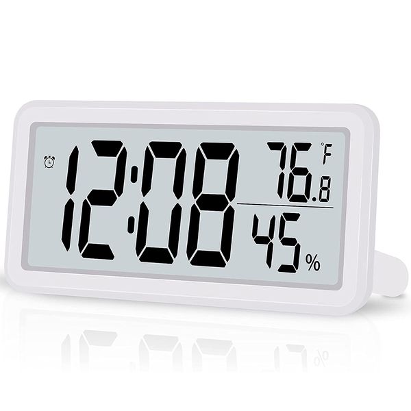 Digital Alarm Clock Battery Operated Lcd Electronic Clock White