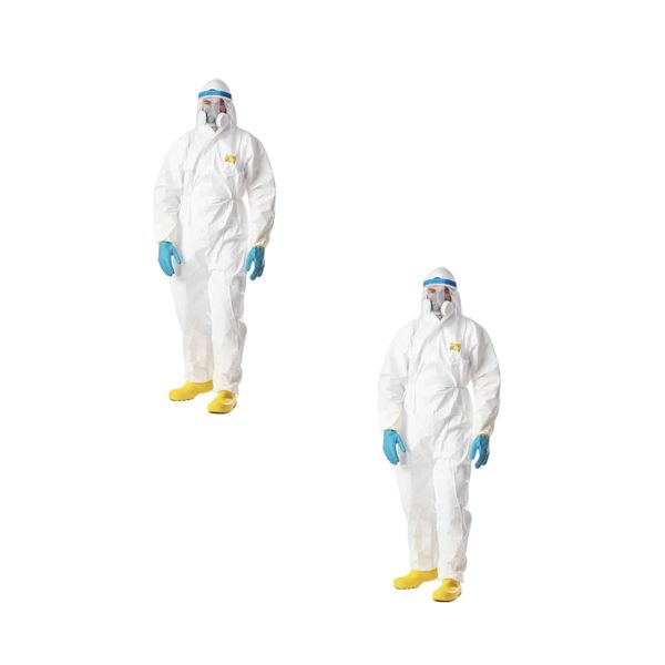 2 Pack Promax Disposable Chemical Coveralls Type 5 &amp; 6 - PPE Suits