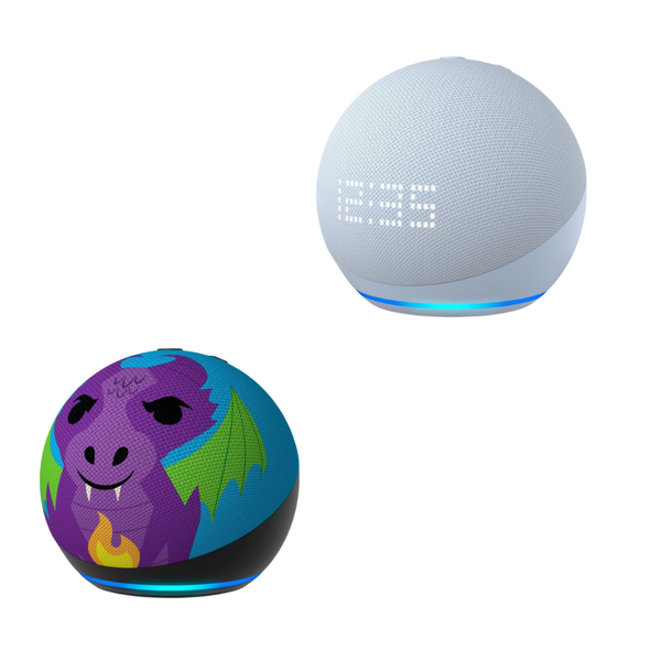 Echo Dot 5th Gen with clock + Echo Dot Kids 5th Gen (Parallel Import)