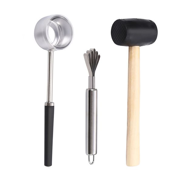 Coconut Opener Set Coconut Tools for Meat Removal with Hammer Knife