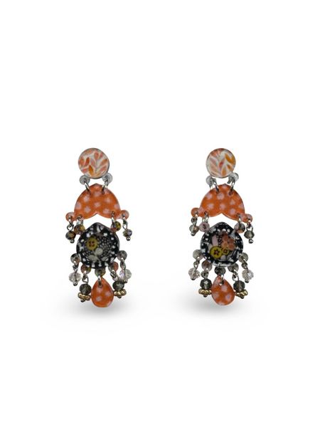 Lilly K Designs Grey, Plexiglass Drop &amp; Dangle Earrings Mint &amp; Coral 58203