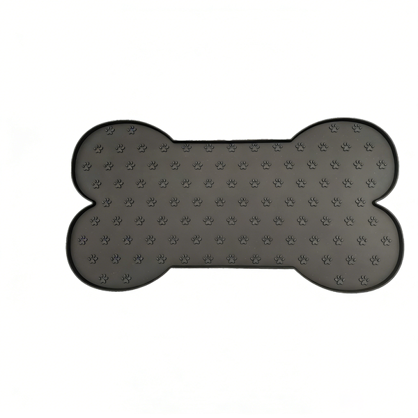Bone-Shaped Silicone Pet Feeding Mat 48x25cm-Black